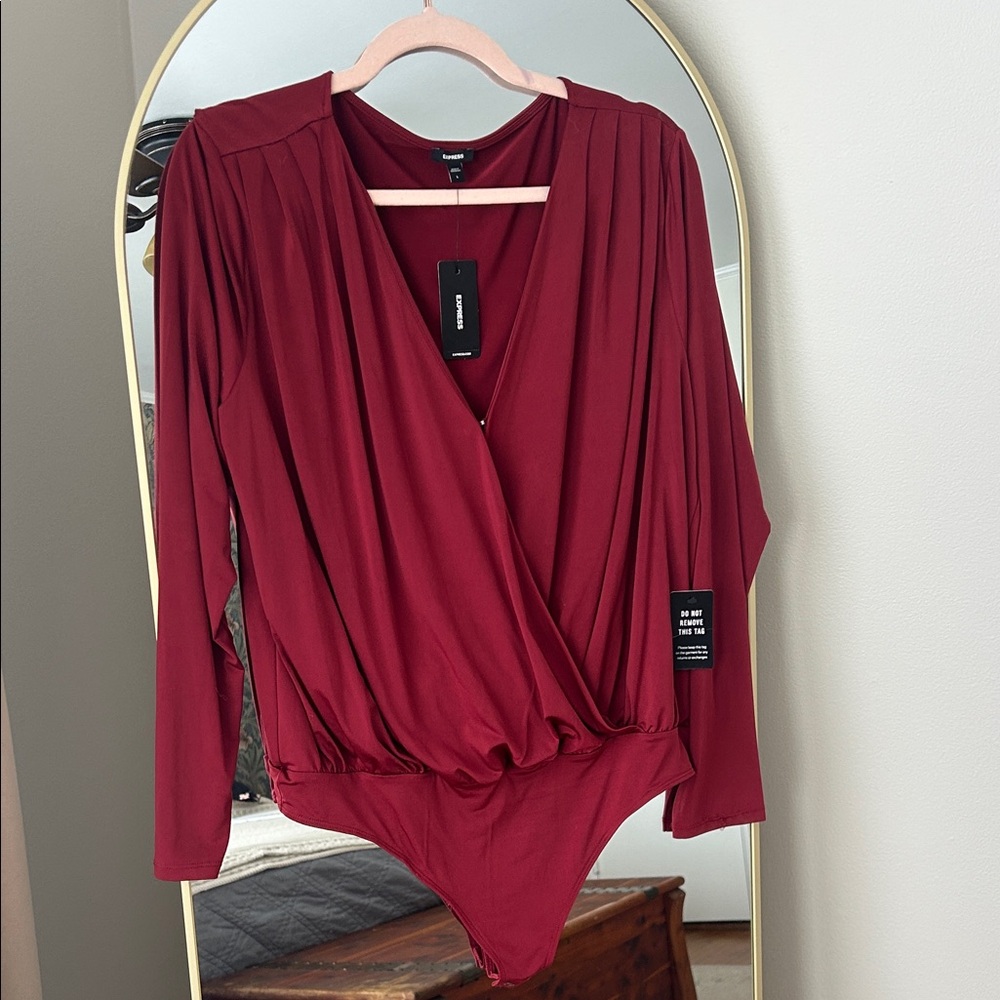 NWT Express Burgundy Wrap Thong Bodysuit